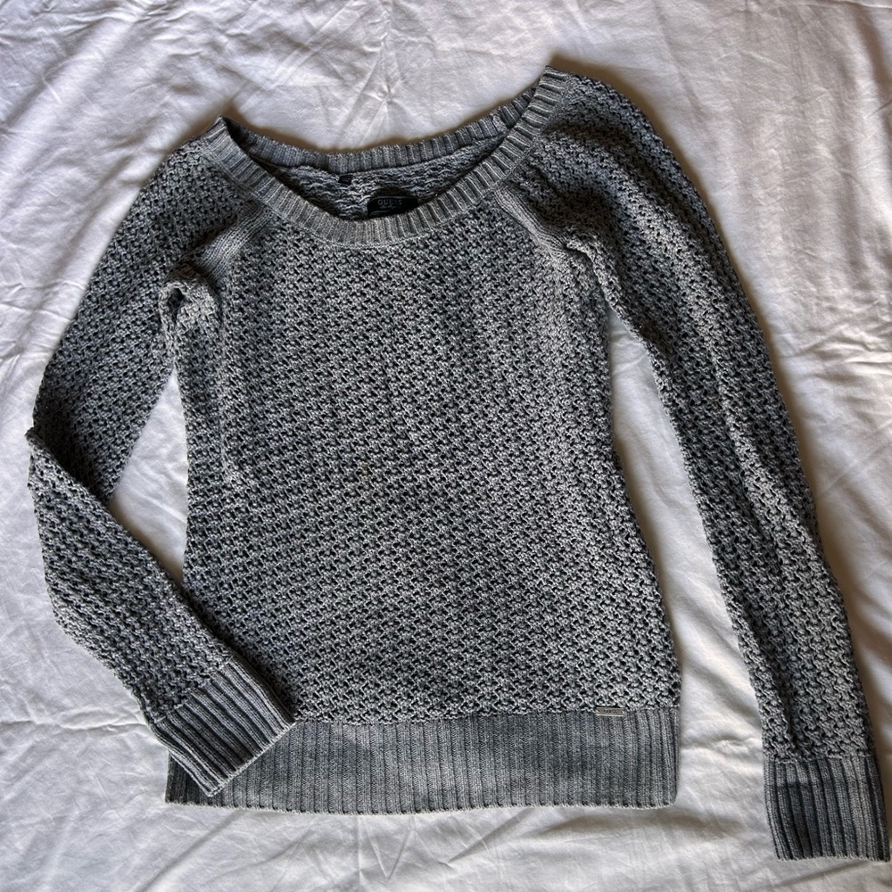 Guess gray open knit sweater size small